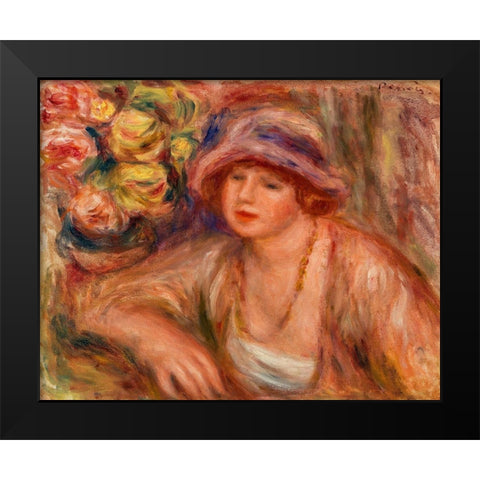 Woman Leaning 1918 Black Modern Wood Framed Art Print by Renoir, Pierre-Auguste