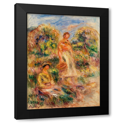 Standing Woman and Seated Woman in a Landscape 1919 Black Modern Wood Framed Art Print by Renoir, Pierre-Auguste
