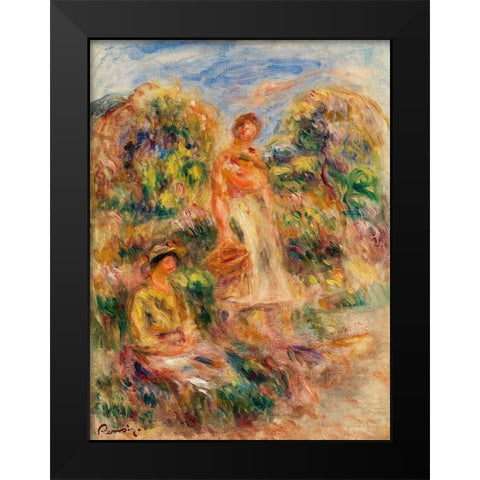 Standing Woman and Seated Woman in a Landscape 1919 Black Modern Wood Framed Art Print by Renoir, Pierre-Auguste