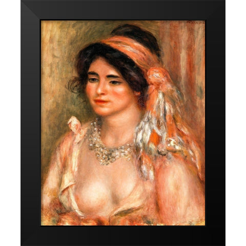 Woman with Black Hair 1911 Black Modern Wood Framed Art Print by Renoir, Pierre-Auguste