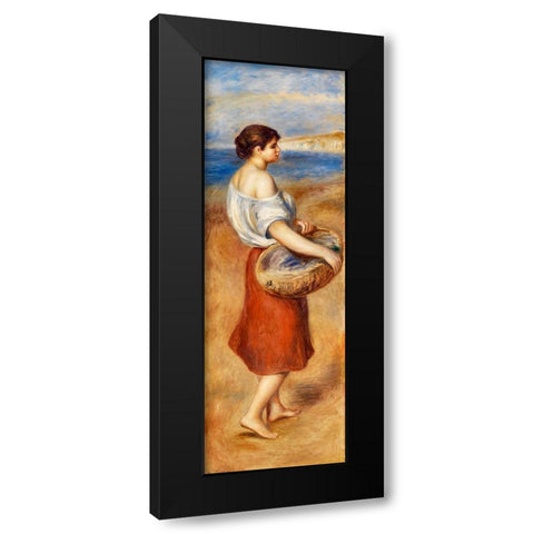 Girl with Basket of Fish 1890 Black Modern Wood Framed Art Print by Renoir, Pierre-Auguste