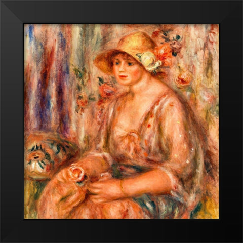 Woman in Muslin Dress 1917 Black Modern Wood Framed Art Print by Renoir, Pierre-Auguste