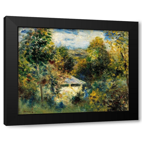 Louveciennes Black Modern Wood Framed Art Print by Renoir, Pierre-Auguste