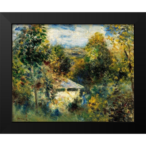 Louveciennes Black Modern Wood Framed Art Print by Renoir, Pierre-Auguste