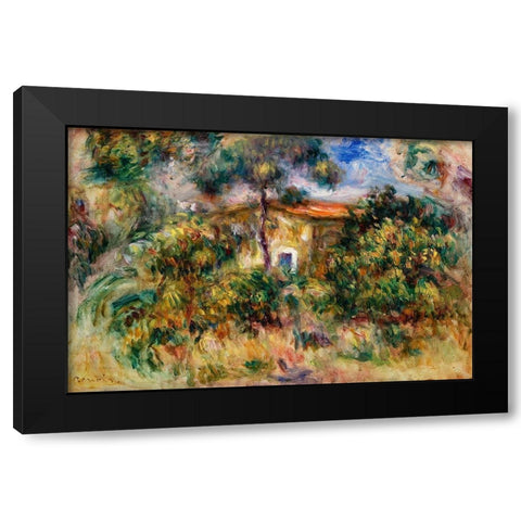 Farmhouse 1917 Black Modern Wood Framed Art Print with Double Matting by Renoir, Pierre-Auguste