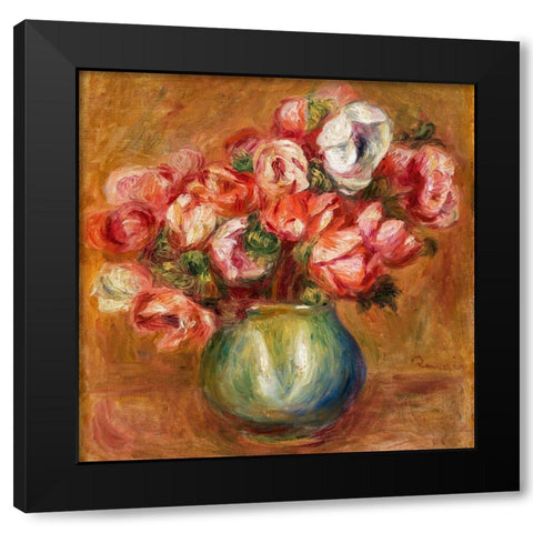 Anemones 1907 Black Modern Wood Framed Art Print with Double Matting by Renoir, Pierre-Auguste