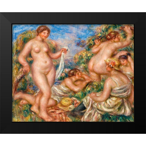 Composition, Five Bathers 1919 Black Modern Wood Framed Art Print by Renoir, Pierre-Auguste