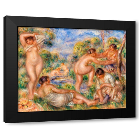 Bathing Group 1916 Black Modern Wood Framed Art Print with Double Matting by Renoir, Pierre-Auguste