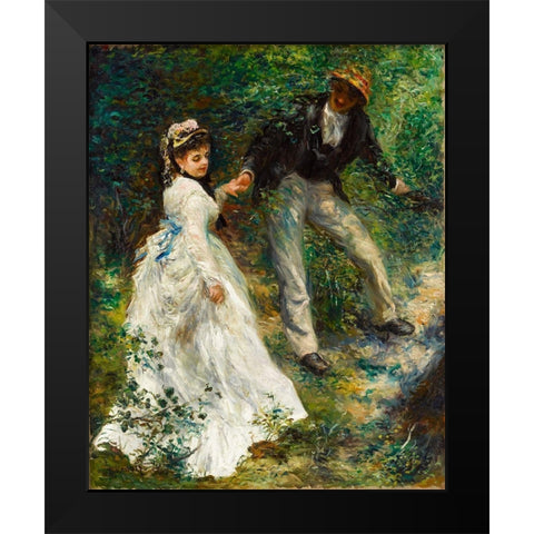 La Promenade 1870 Black Modern Wood Framed Art Print by Renoir, Pierre-Auguste