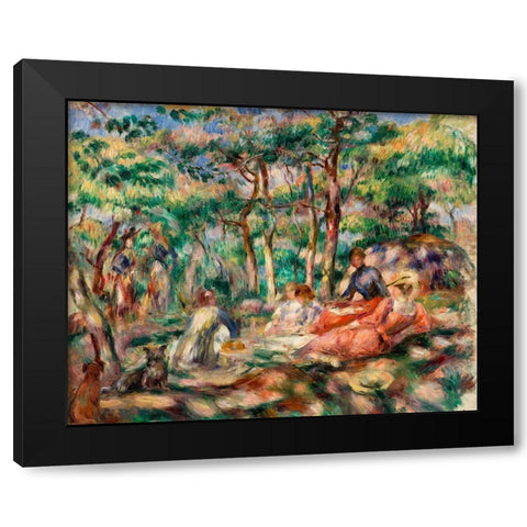 Picnic 1893 Black Modern Wood Framed Art Print with Double Matting by Renoir, Pierre-Auguste