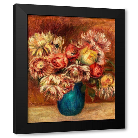 Flowers in a Green Vase 1912 Black Modern Wood Framed Art Print by Renoir, Pierre-Auguste
