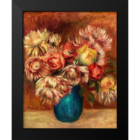 Flowers in a Green Vase 1912 Black Modern Wood Framed Art Print by Renoir, Pierre-Auguste