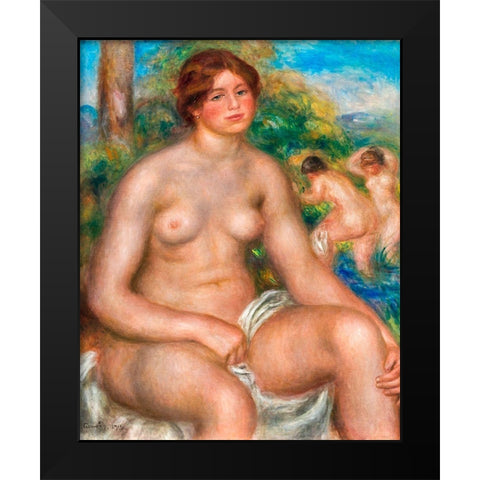 Seated Bather 1914 Black Modern Wood Framed Art Print by Renoir, Pierre-Auguste