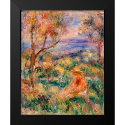 Seated Woman with Sea in the Distance 1917 Black Modern Wood Framed Art Print by Renoir, Pierre-Auguste