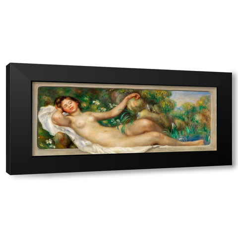 Reclining Nude 1895 Black Modern Wood Framed Art Print with Double Matting by Renoir, Pierre-Auguste