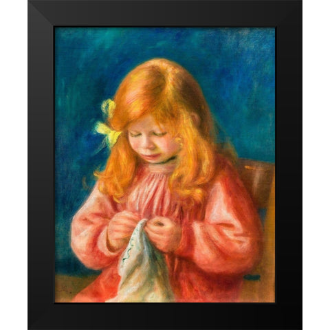 Jean Renoir Sewing 1900 Black Modern Wood Framed Art Print by Renoir, Pierre-Auguste