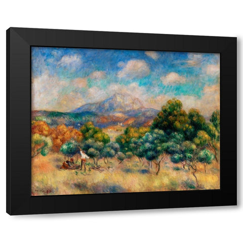 Mount of Sainte Victoire 1889 Black Modern Wood Framed Art Print with Double Matting by Renoir, Pierre-Auguste