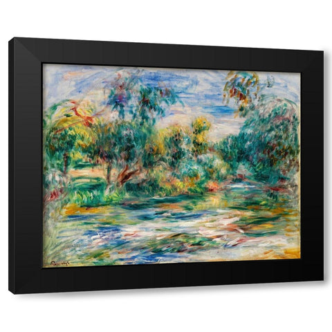 Landscape 1917 Black Modern Wood Framed Art Print with Double Matting by Renoir, Pierre-Auguste