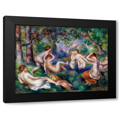 Bathers in the Forest 1897 Black Modern Wood Framed Art Print by Renoir, Pierre-Auguste