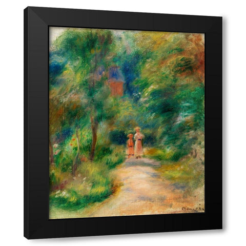Two Figures on a Path 1906 Black Modern Wood Framed Art Print by Renoir, Pierre-Auguste
