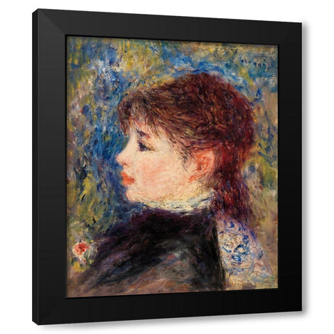 Young Woman with Rose 1877 Black Modern Wood Framed Art Print with Double Matting by Renoir, Pierre-Auguste