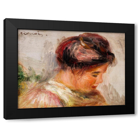 Head of Young Girl 1908 Black Modern Wood Framed Art Print by Renoir, Pierre-Auguste