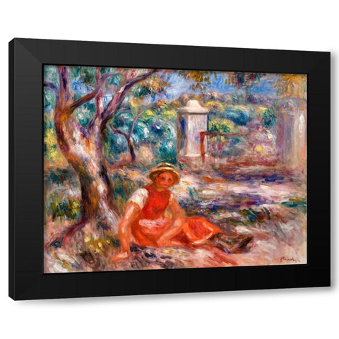 Girl at the Foot of a Tree 1914 Black Modern Wood Framed Art Print by Renoir, Pierre-Auguste