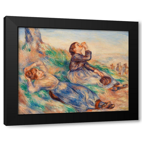Grape Gatherers 1889 Black Modern Wood Framed Art Print with Double Matting by Renoir, Pierre-Auguste