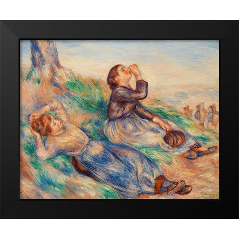 Grape Gatherers 1889 Black Modern Wood Framed Art Print by Renoir, Pierre-Auguste