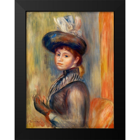 Girl in Gray Blue 1889 Black Modern Wood Framed Art Print by Renoir, Pierre-Auguste