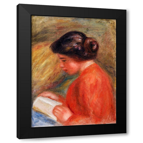 Young Woman Reading 1909 Black Modern Wood Framed Art Print by Renoir, Pierre-Auguste