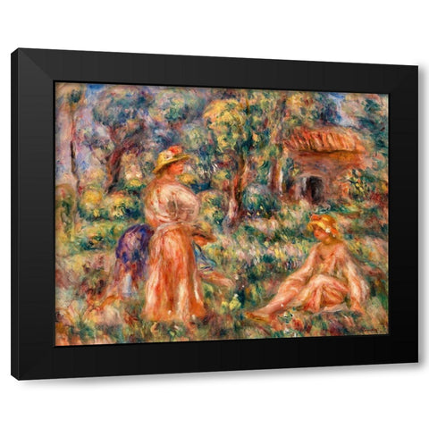 Girls in a Landscape 1918 Black Modern Wood Framed Art Print by Renoir, Pierre-Auguste