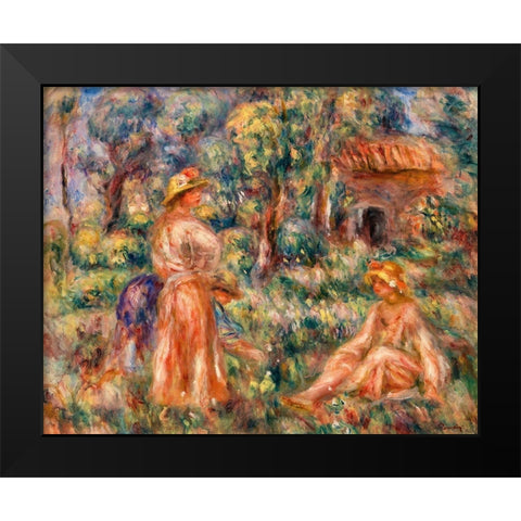 Girls in a Landscape 1918 Black Modern Wood Framed Art Print by Renoir, Pierre-Auguste
