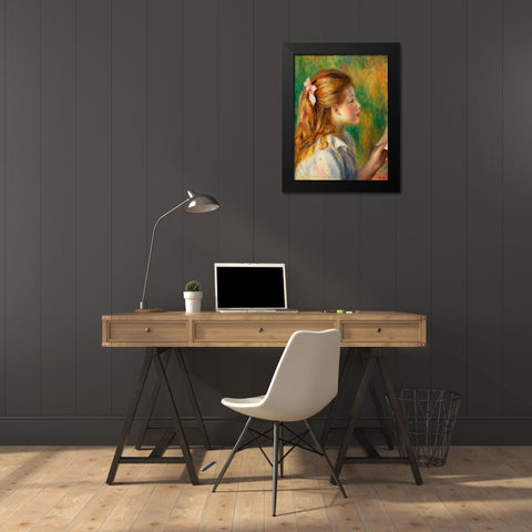 Reading 1892 Black Modern Wood Framed Art Print by Renoir, Pierre-Auguste