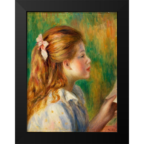 Reading 1892 Black Modern Wood Framed Art Print by Renoir, Pierre-Auguste
