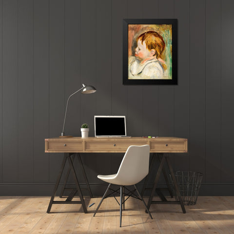 Babys Head 1895 Black Modern Wood Framed Art Print by Renoir, Pierre-Auguste