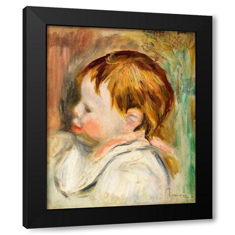 Babys Head 1895 Black Modern Wood Framed Art Print with Double Matting by Renoir, Pierre-Auguste