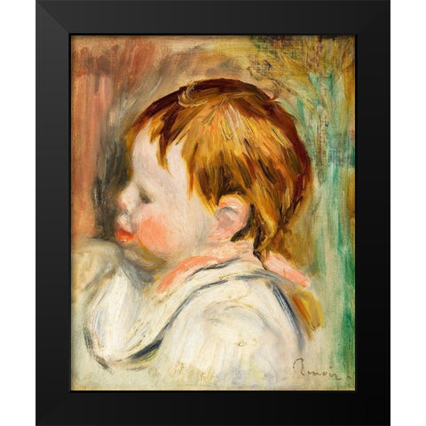 Babys Head 1895 Black Modern Wood Framed Art Print by Renoir, Pierre-Auguste