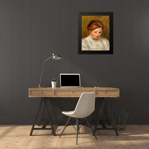 Head 1904 Black Modern Wood Framed Art Print by Renoir, Pierre-Auguste