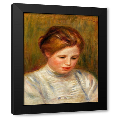 Head 1904 Black Modern Wood Framed Art Print with Double Matting by Renoir, Pierre-Auguste