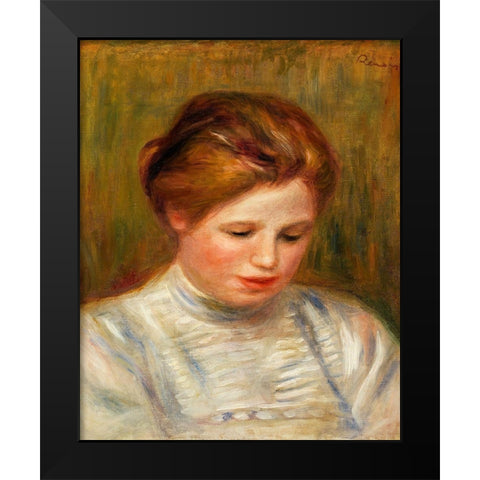 Head 1904 Black Modern Wood Framed Art Print by Renoir, Pierre-Auguste