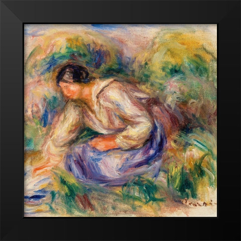Woman in Blue Skirt 1917 Black Modern Wood Framed Art Print by Renoir, Pierre-Auguste