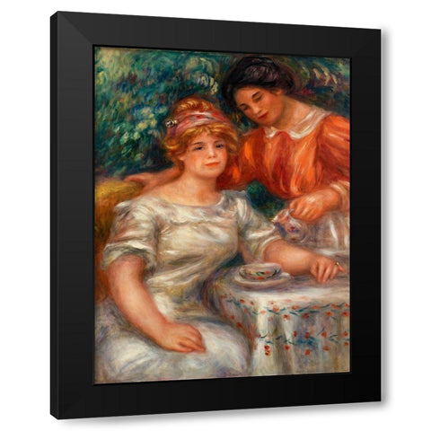 Tea Time 1911 Black Modern Wood Framed Art Print by Renoir, Pierre-Auguste