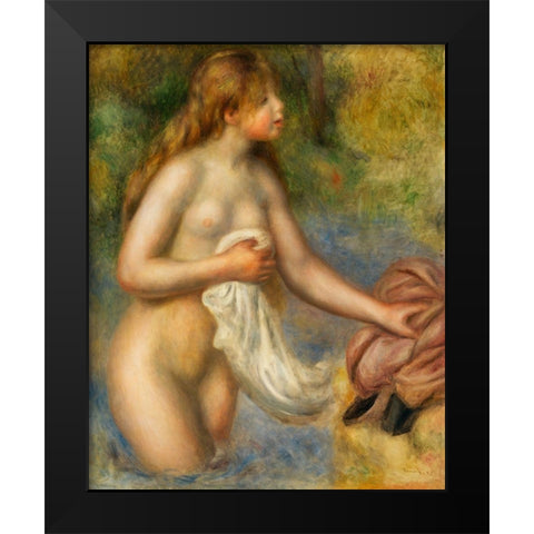 Bather 1895 Black Modern Wood Framed Art Print by Renoir, Pierre-Auguste