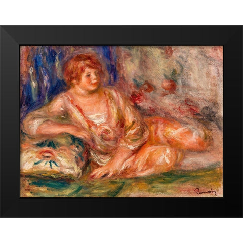 Andree in Pink, Reclining 1918 Black Modern Wood Framed Art Print by Renoir, Pierre-Auguste