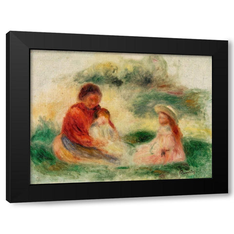 Young Family Black Modern Wood Framed Art Print by Renoir, Pierre-Auguste