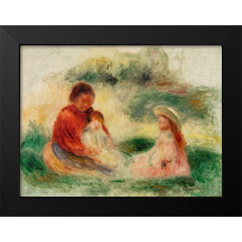 Young Family Black Modern Wood Framed Art Print by Renoir, Pierre-Auguste