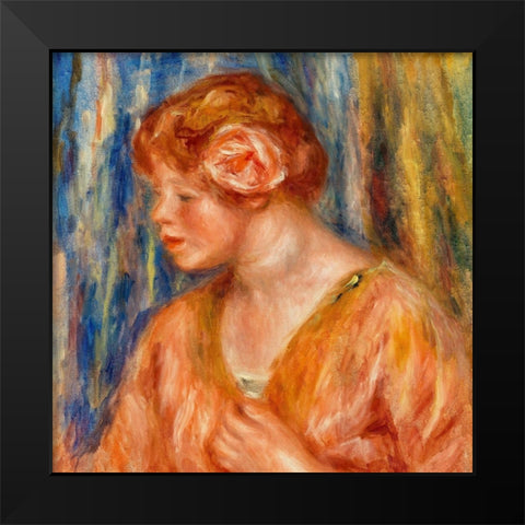 Young Woman with Rose 1917 Black Modern Wood Framed Art Print by Renoir, Pierre-Auguste
