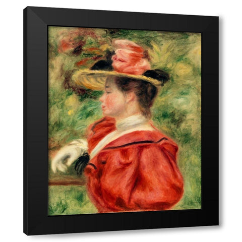 Woman with Glove 1893 Black Modern Wood Framed Art Print with Double Matting by Renoir, Pierre-Auguste