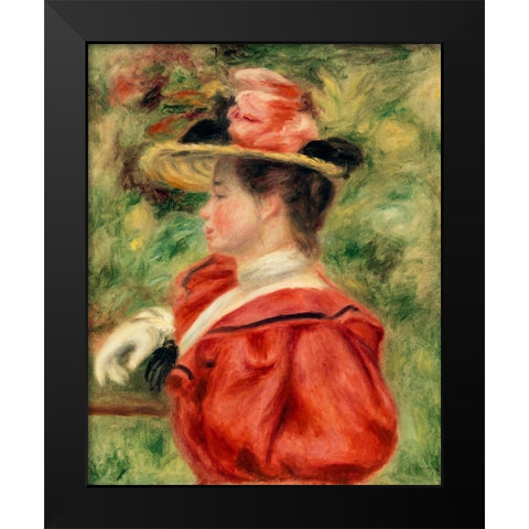 Woman with Glove 1893 Black Modern Wood Framed Art Print by Renoir, Pierre-Auguste